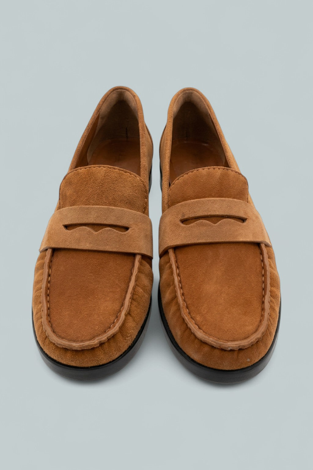 Womens Ani Ruched Loafer Flats - Rum