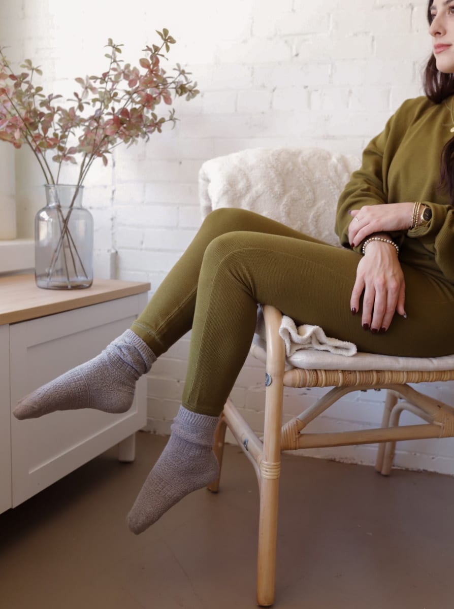 Fir Green Womens Waffle Lounge Pants