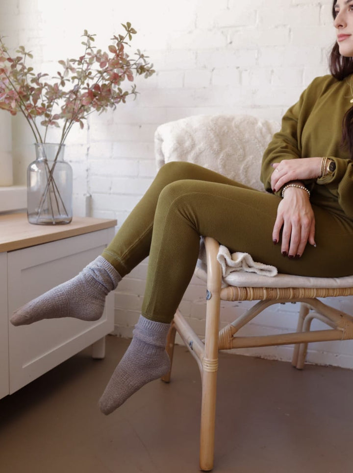 Fir Green Womens Waffle Lounge Pants