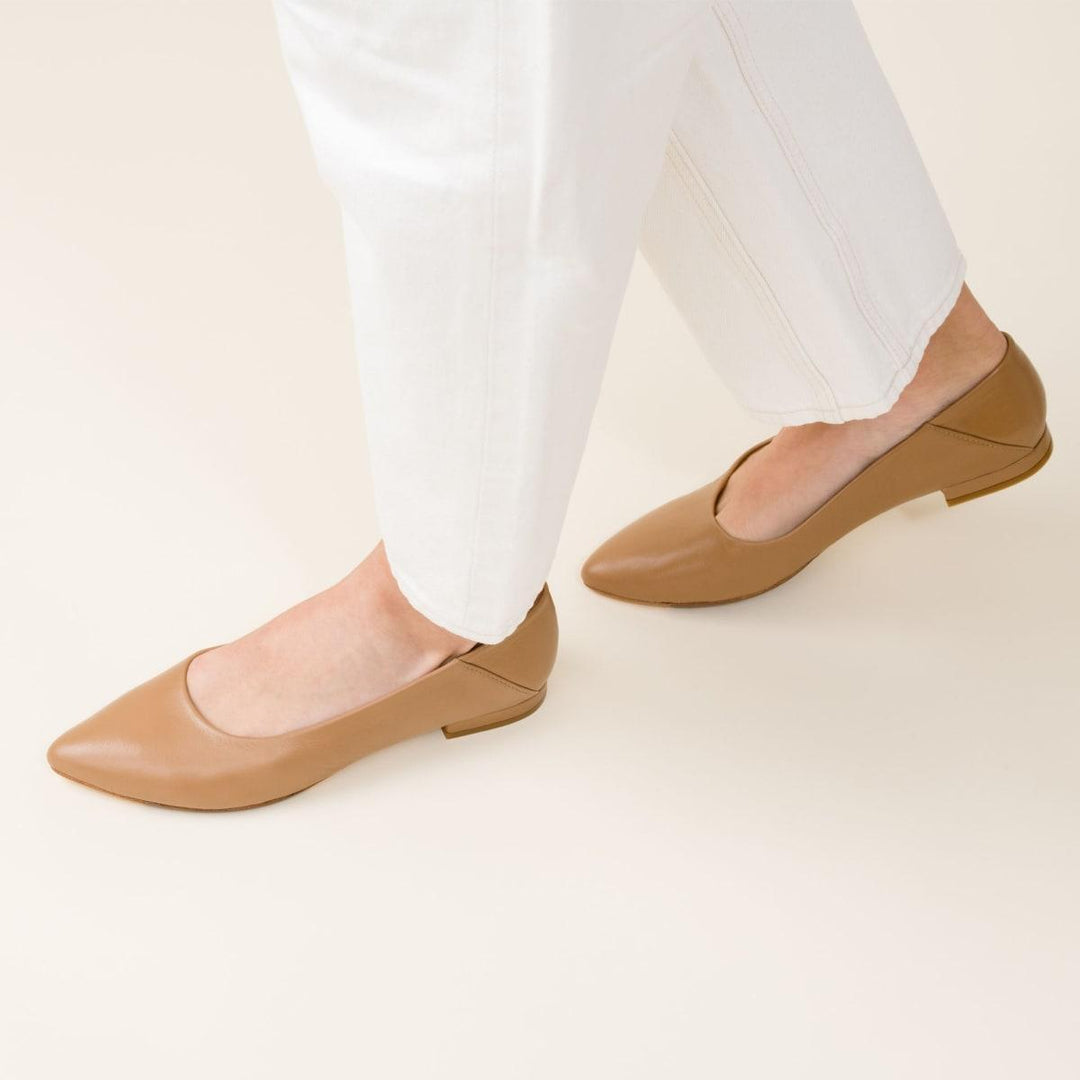 Fina Pointed Toe Flat - Almond