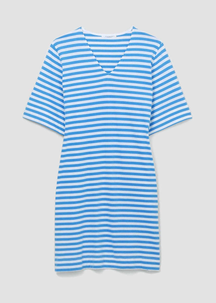 Sasha-Sue Organic Cotton Dress - Sea Blue and White