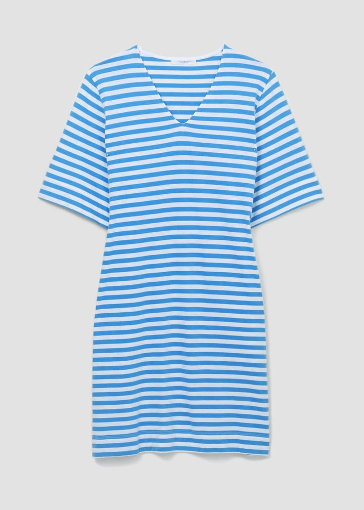 Sasha-Sue Organic Cotton Dress - Sea Blue and White