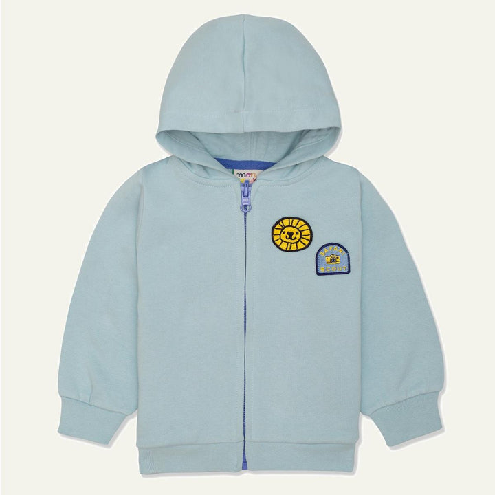 Recycled Cotton Patches Kid Zipper Hoodie - Sterling Blue
