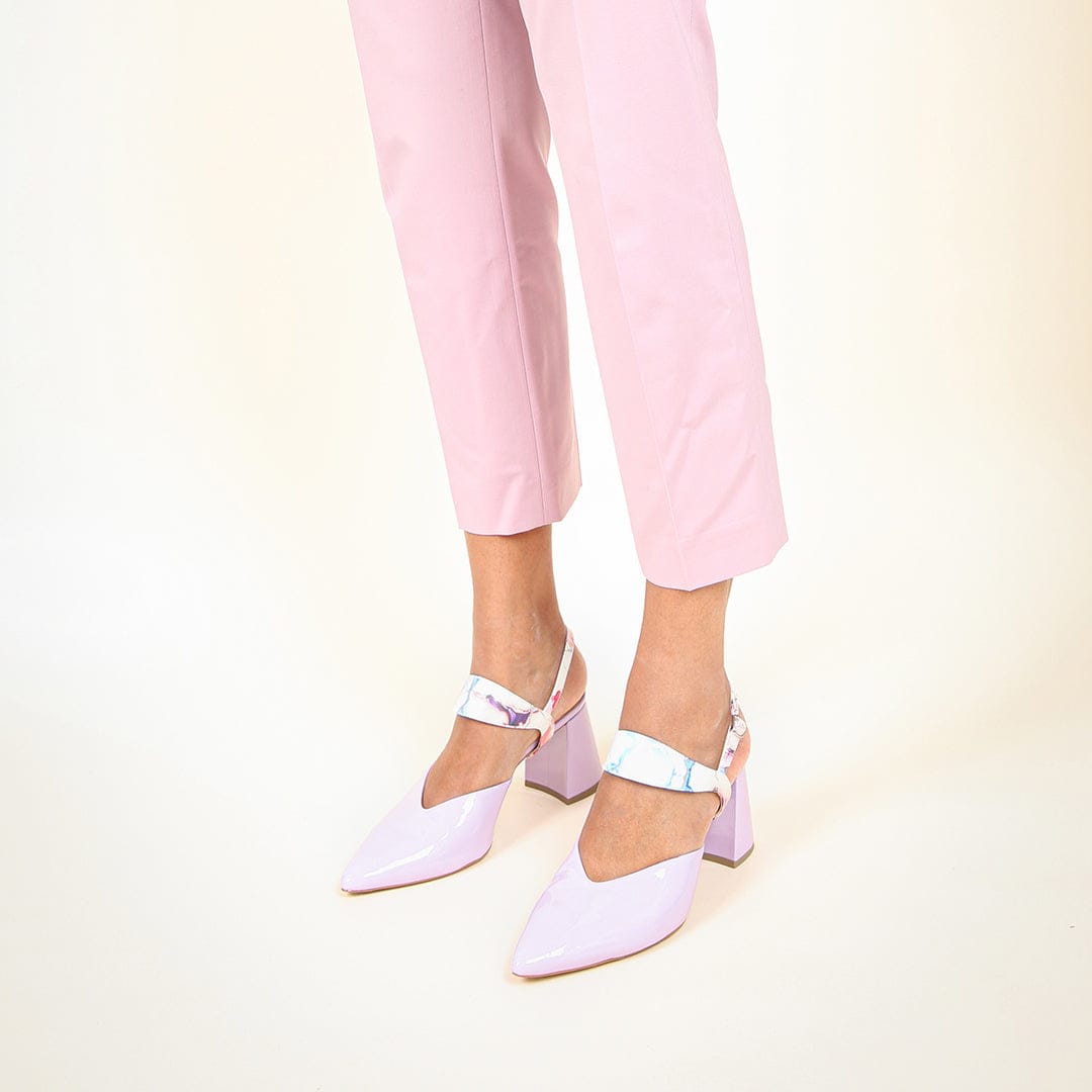 Lilac Gloss V Mule + Marble Elsie - Purple