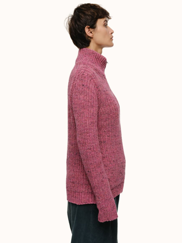 Dave Zip Cardigan - Pink