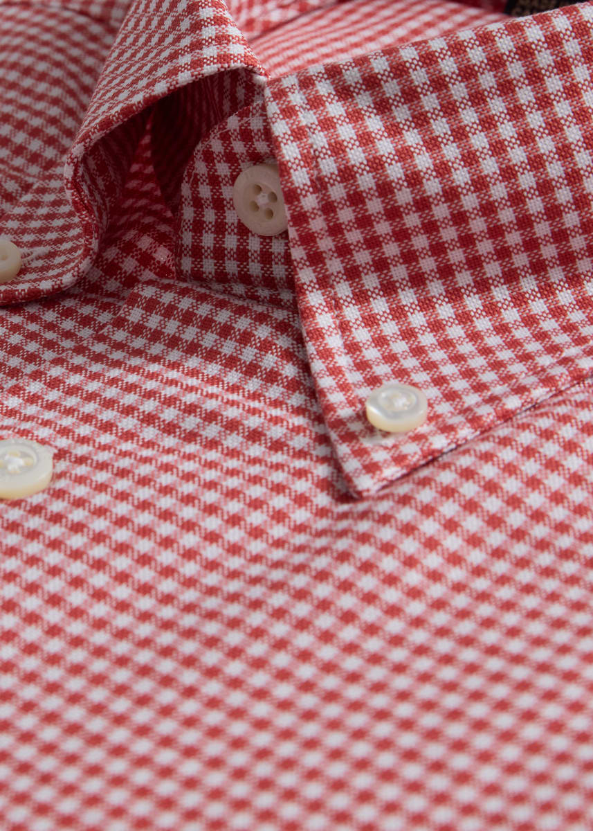 Oxford Gingham Button-Down Shirt - Orange