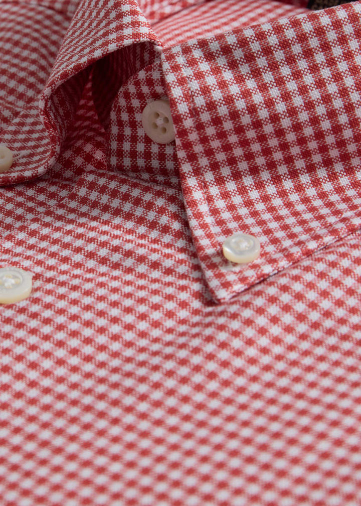 Oxford Gingham Button-Down Shirt - Orange