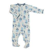 Baby Zipper Footie - Sailboats