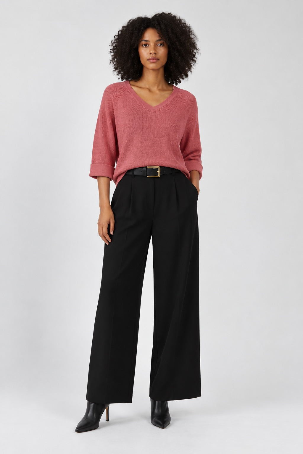 Shaker Knit V - Rose Blush