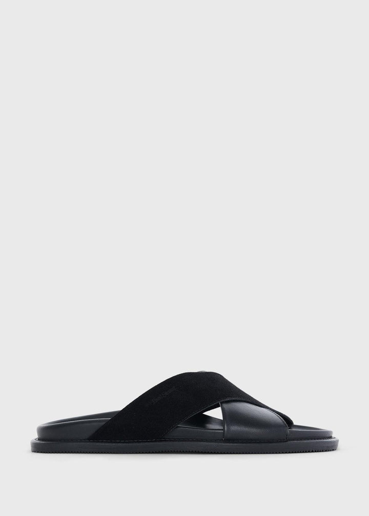 Punta Leather/Suede Slide - Black