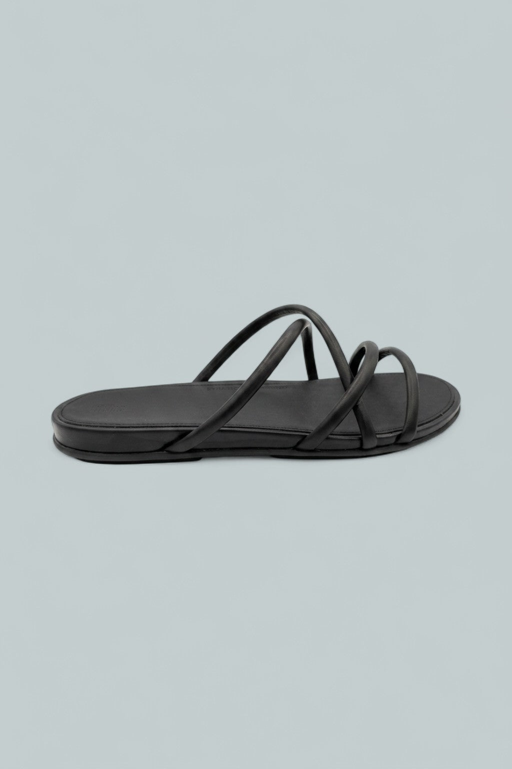 Gracie Leather Strappy Slides - All Black
