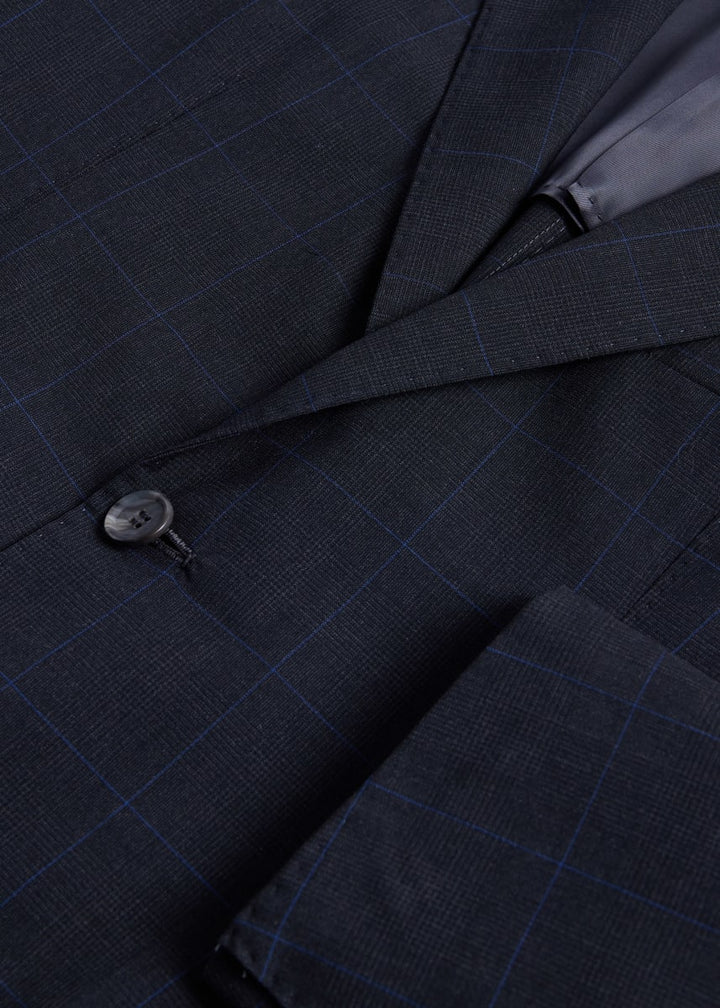 Plaid Wool 2-Piece Suit - Grey