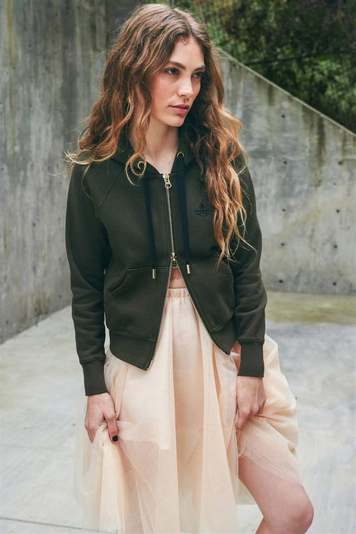 No. 1 Olive Zip Hoodie - Olive