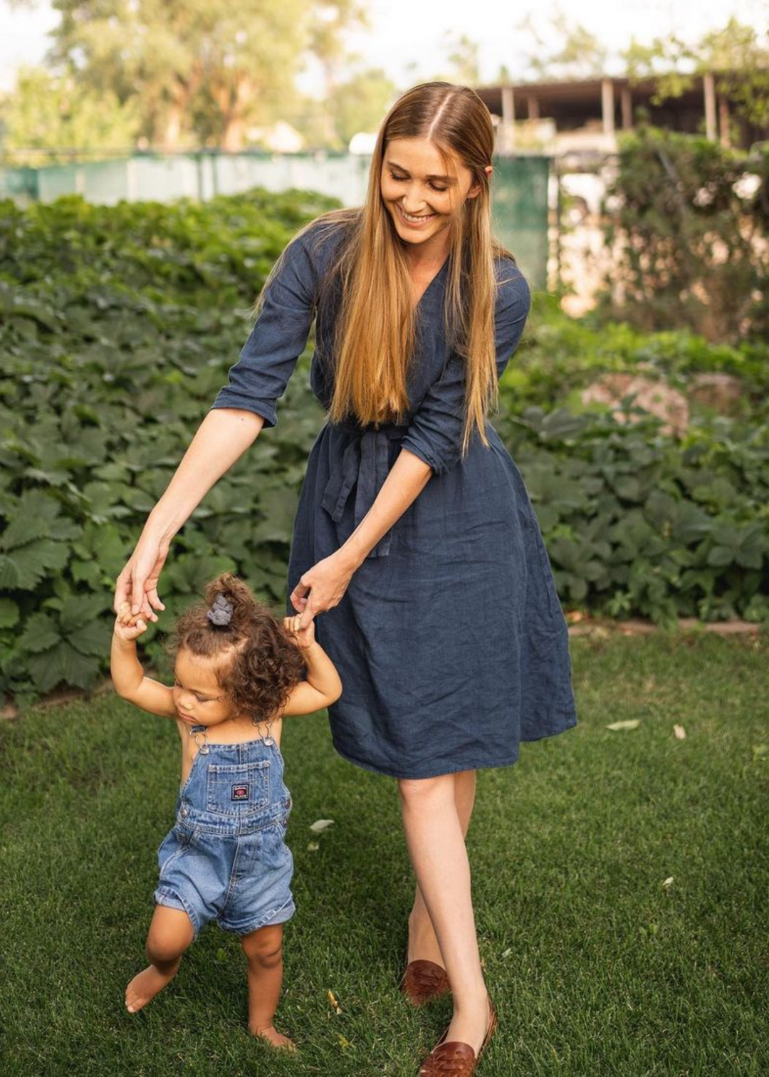 Faye Linen Dress - Pacific Blue