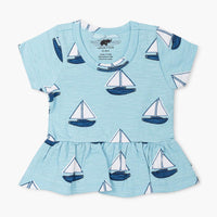 Short Sleeve Peplum Top - Set Sail