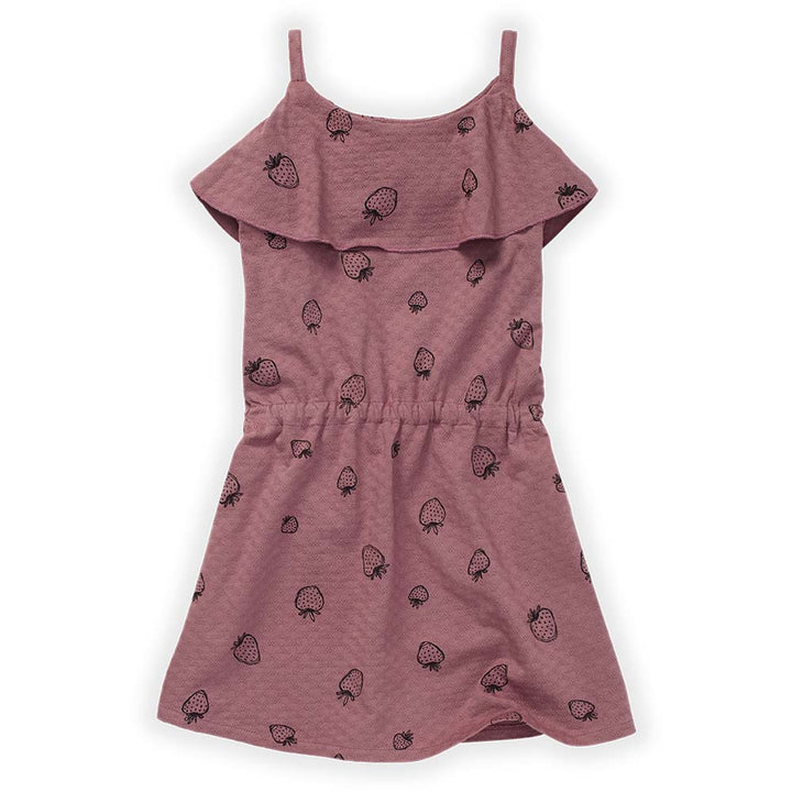 Pointelle Strawberry Print Dress - Orchid