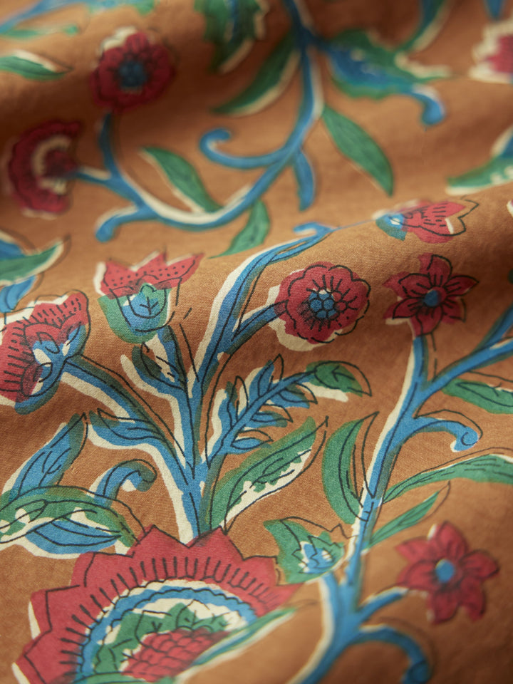 Patsy Fluted Pencil Skirt - Queen Blue/Mini Alabaster Floral print