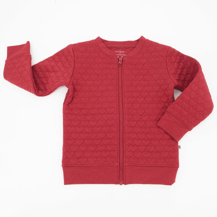 French Terry Hearts Jacket - Rhubarb Red