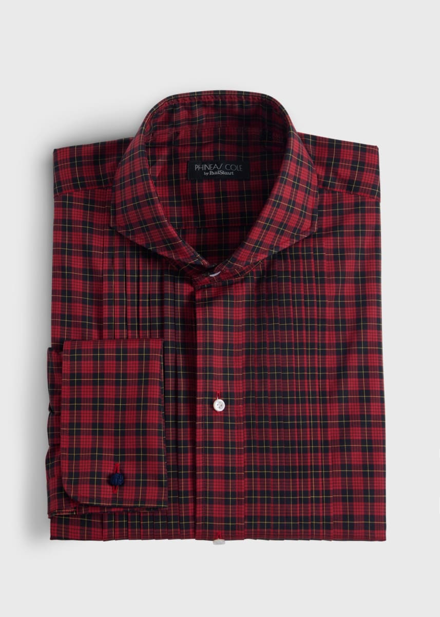 Pleated Front Formal Shirt - Red
