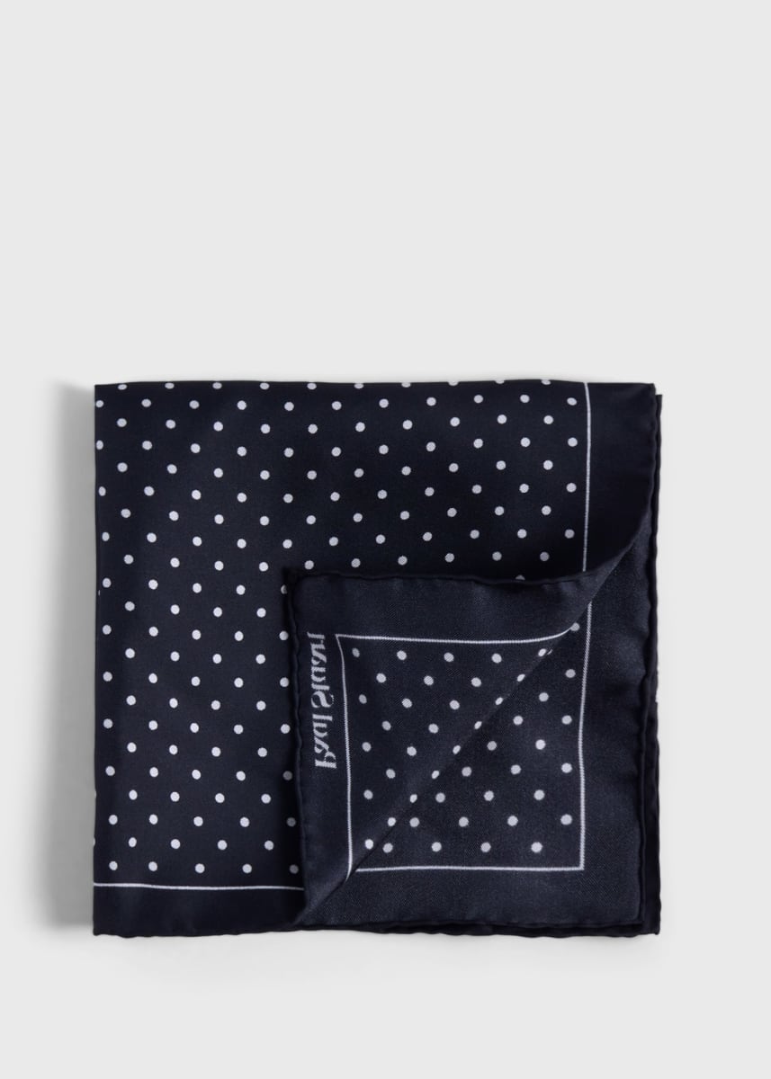 Printed Silk Dot Pocket Square - Black