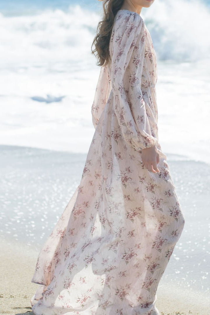 Elena Ramie Wrap Dress - Floral