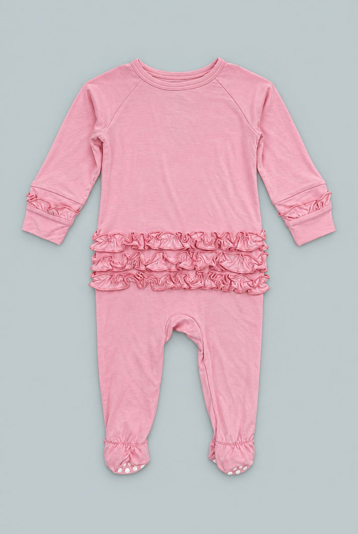 Ruffle Footie - Candy Pink