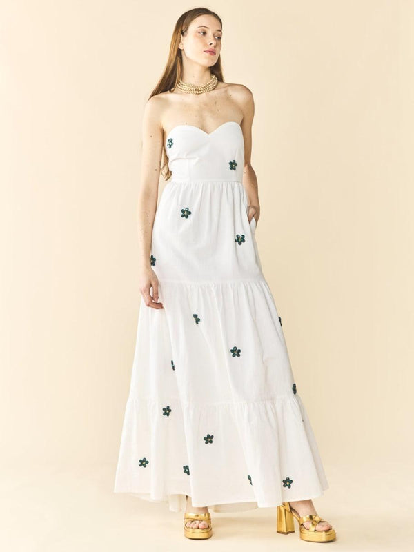 Days Gown - White With Painted Beads - FINAL SALE