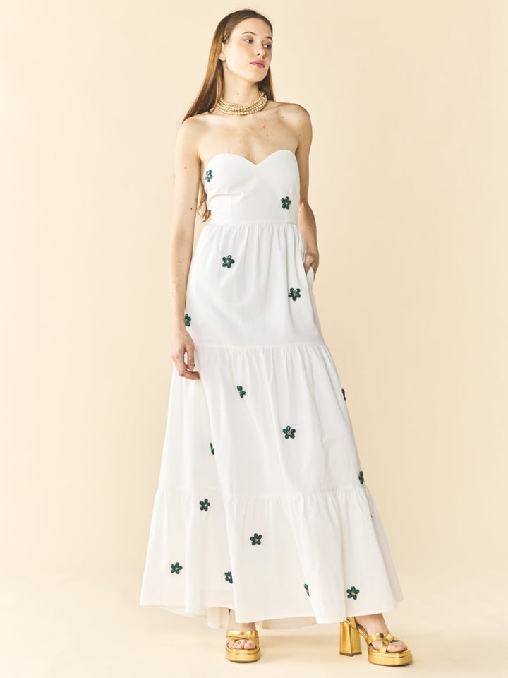 Days Gown - White With Painted Beads