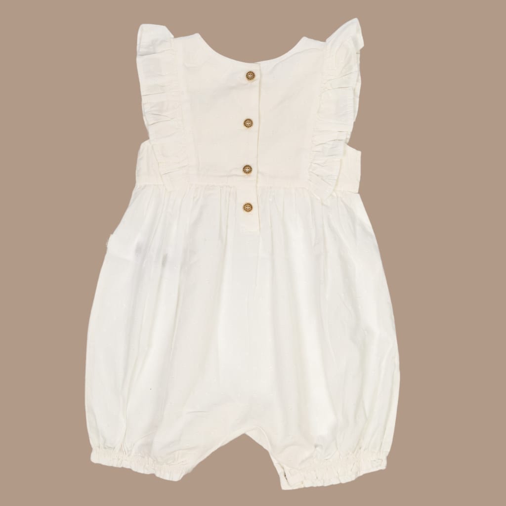 Chantilly Swiss Dot Romper - Crisp White