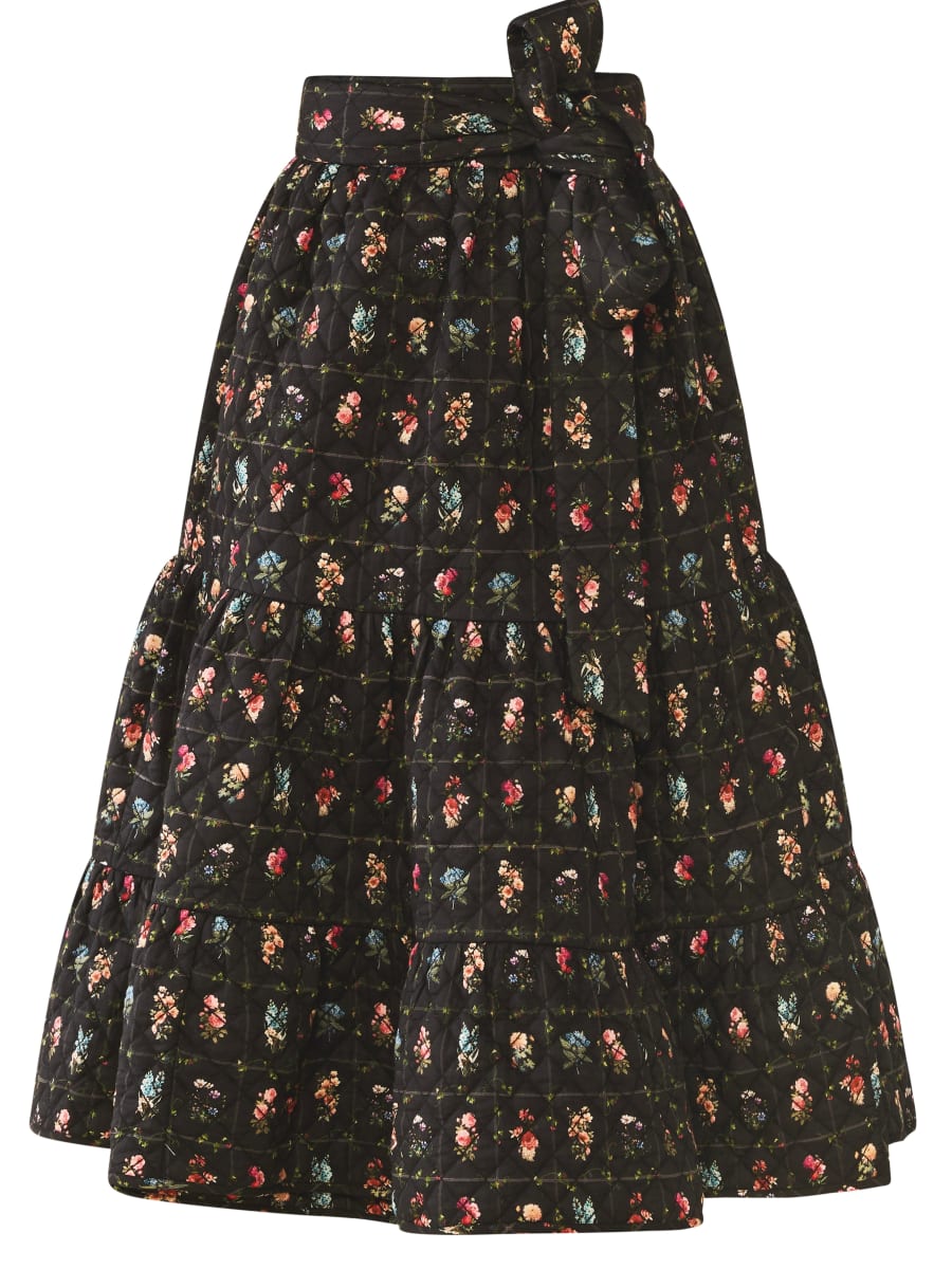 Celine Skirt - Quilted Florence Black Floral