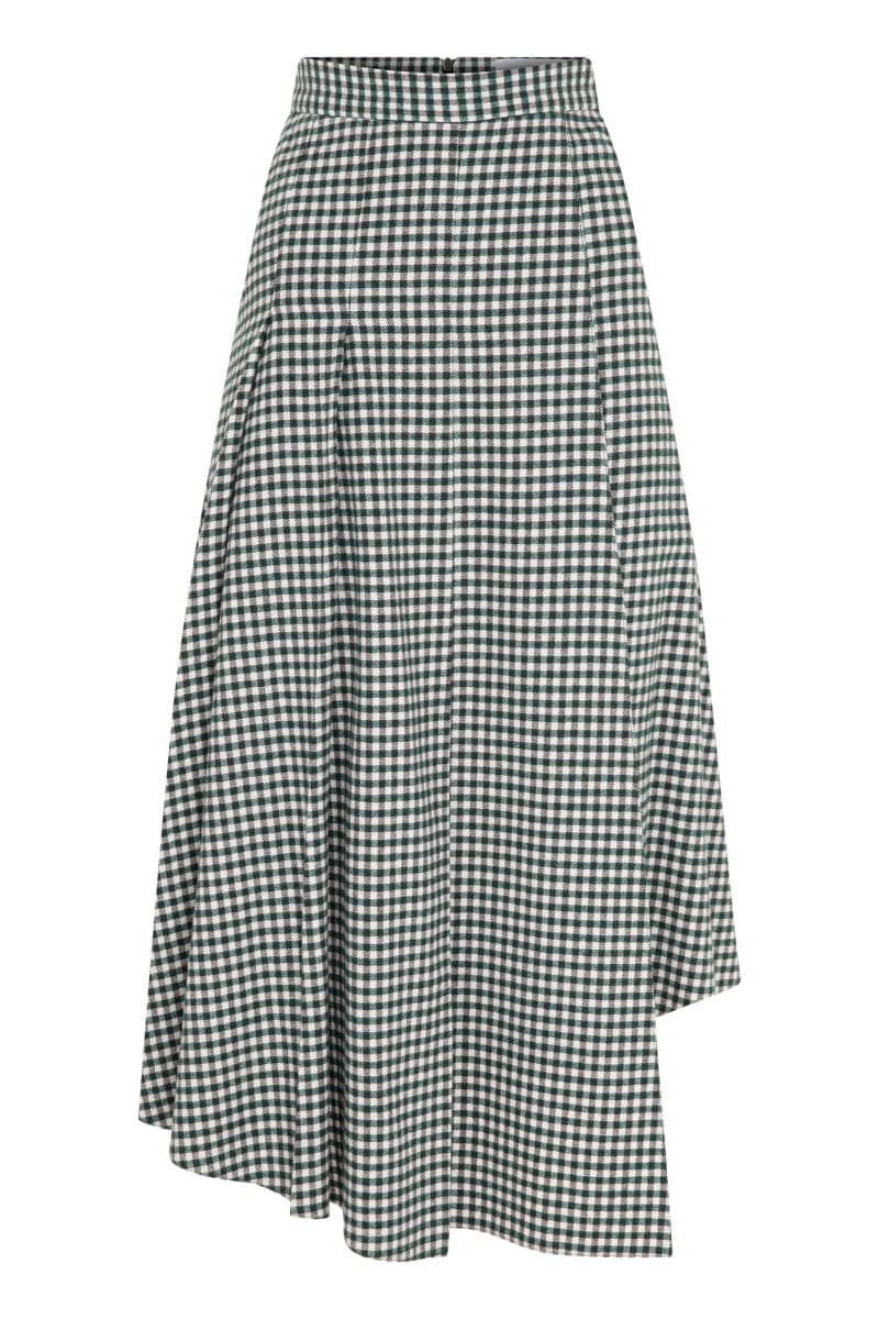 Eliza Plaid Assymetric Skirt - Green