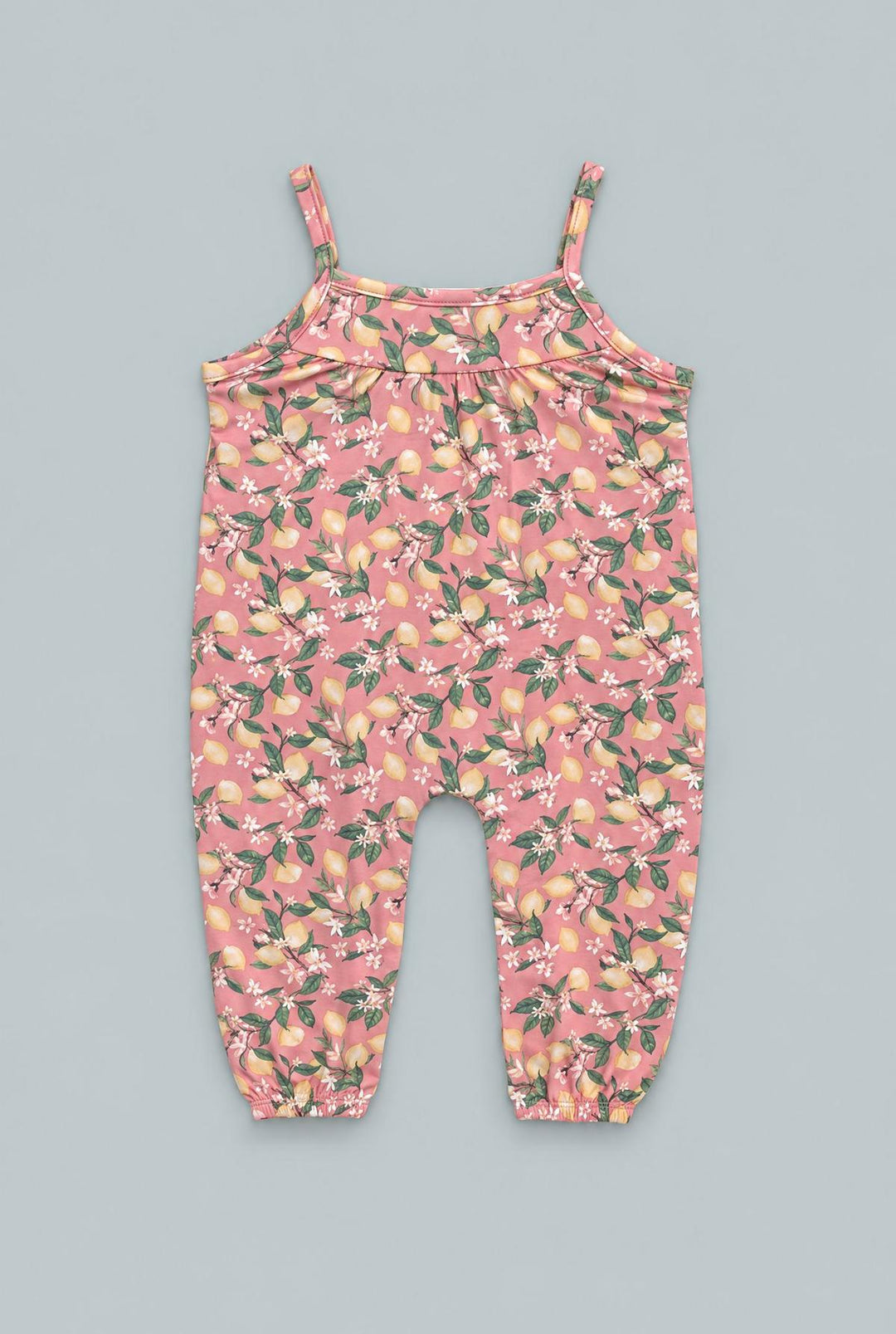 Lemon Floral Tank Pant Romper - Lemons Pink