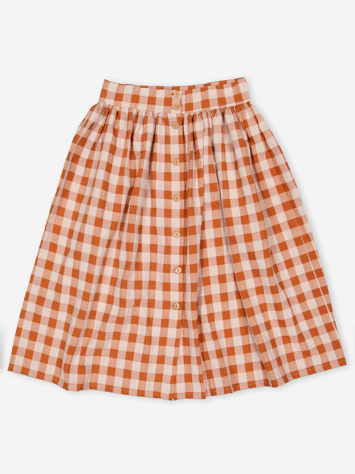 Brigitte Square Skirt - Rust Gingham