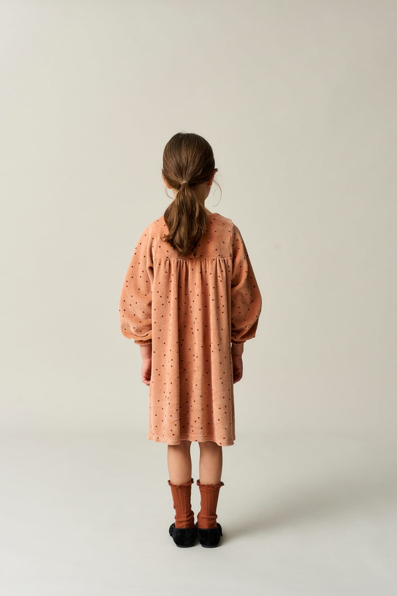 Polka Dot Velour Dress - Pink