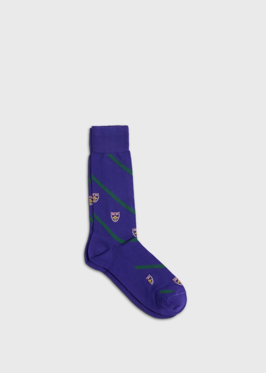 Cotton Crest Motif Sock - Violet