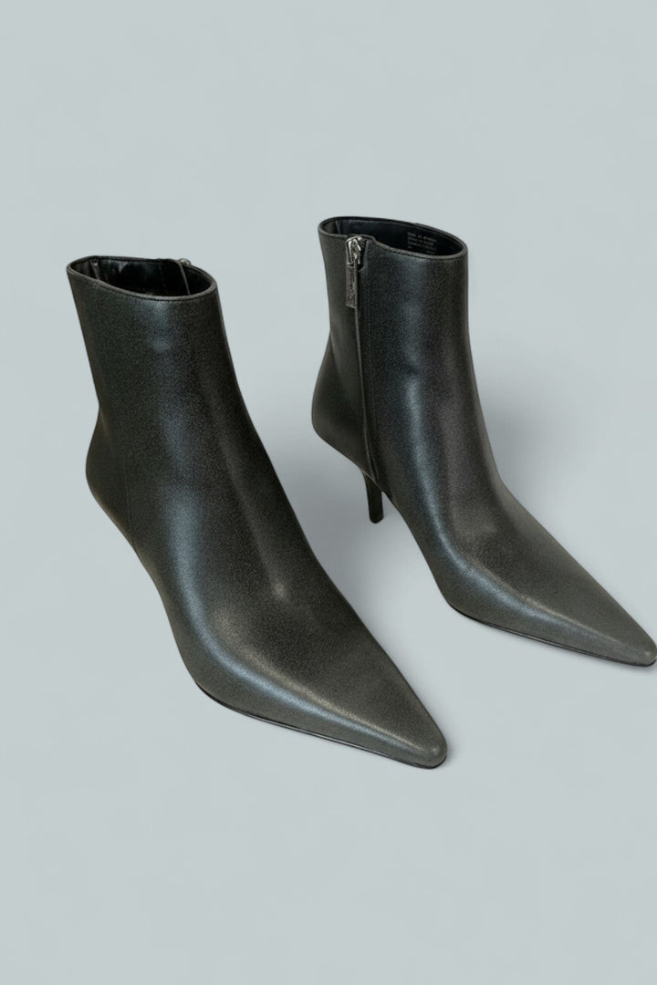 Selina Burnished Leather Ankle Boot - Grey