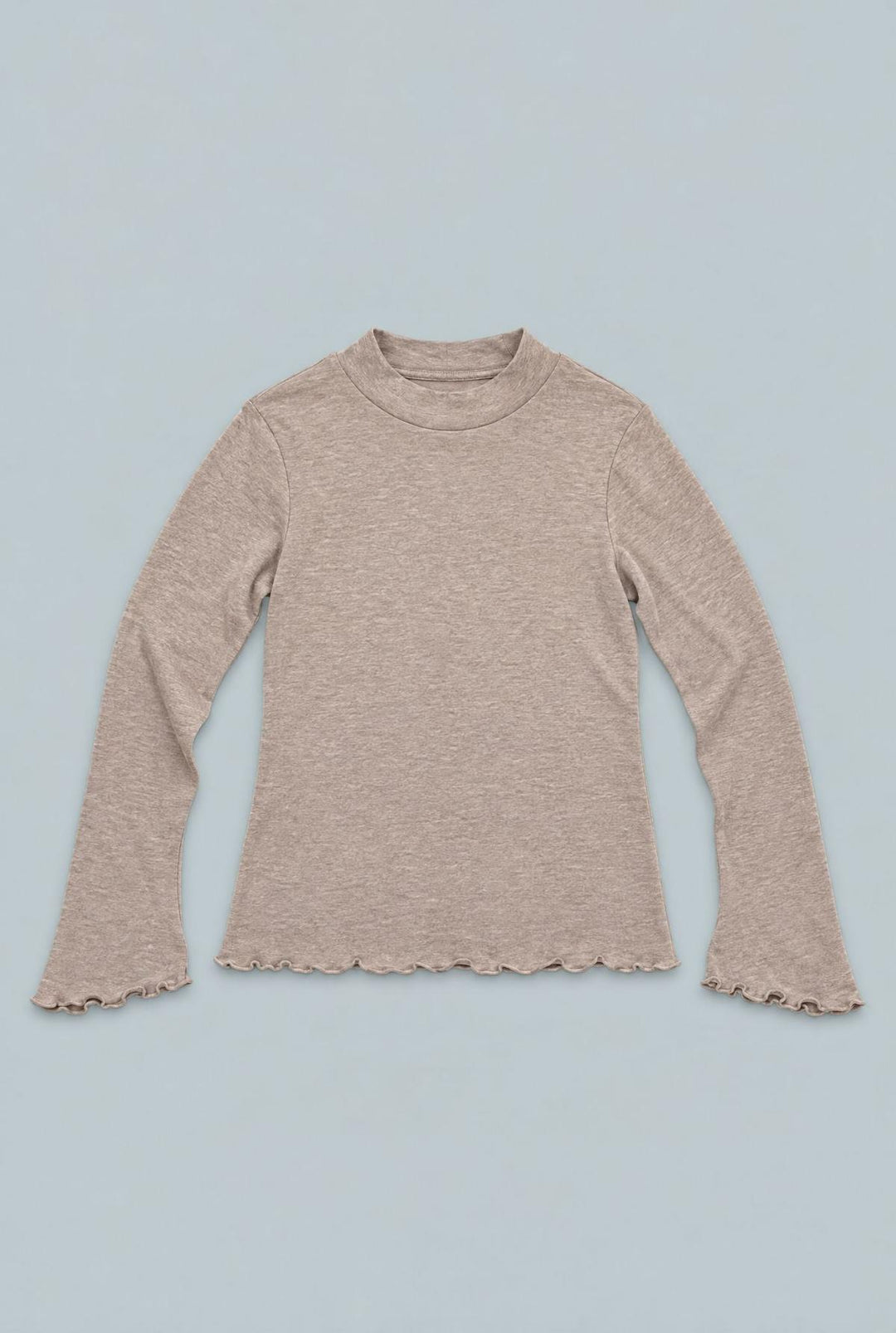 Mock Neck Long Sleeve Top - Oatmeal