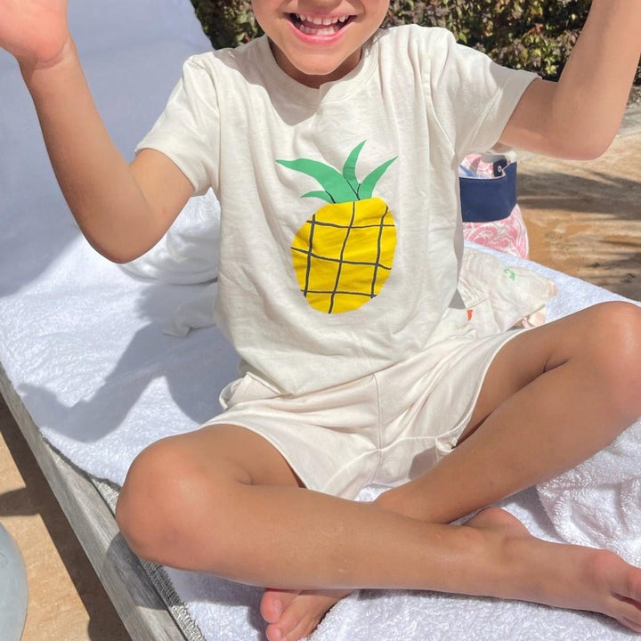 Recycled Cotton Pineapple Kid T-shirt - Natural/multi