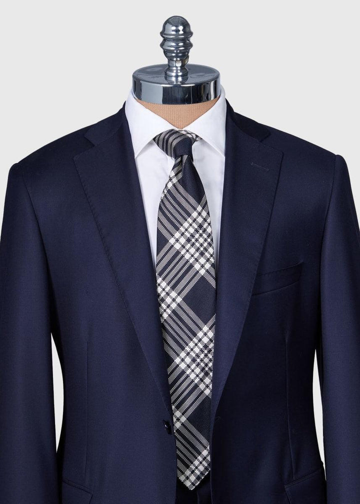 Woven Silk Plaid Tie - Black