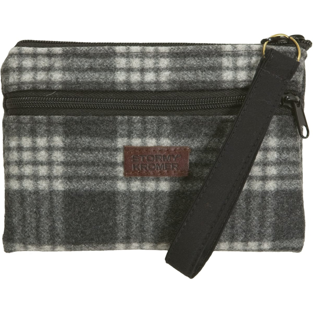 Wool Wristlet - Charcoal/white Tartan