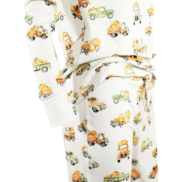 Women's Jogger/Henley Pajama Set - Pumpkin Trucks