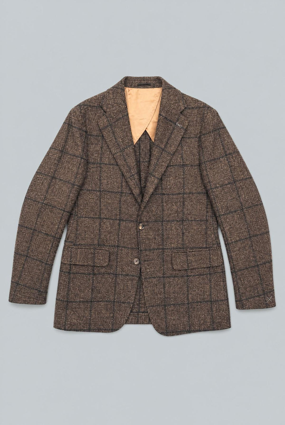 Brushed Alpaca-Cotton Glen Check Sport Coat - Dark Brown