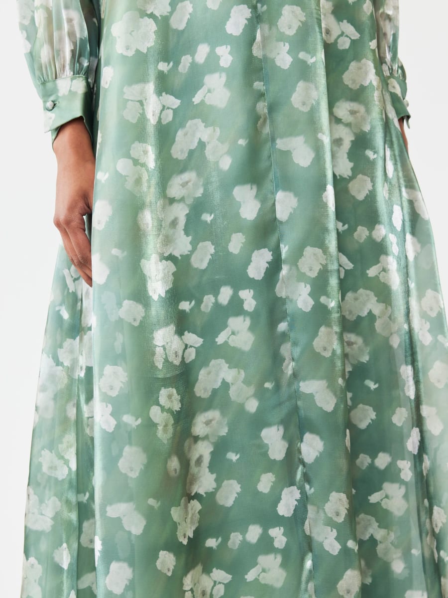 Caroline Dress - Green Blurry Magnolia
