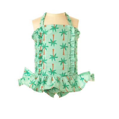 Palm Tree Ruched Swimsuit