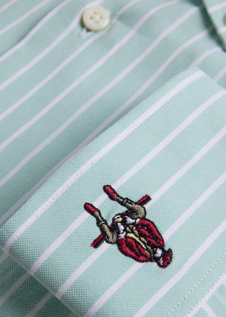 Wide Striped Oxford Logo Sport Shirt - Mint