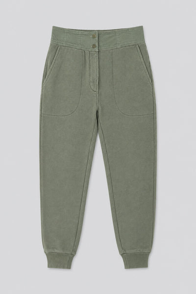 Bridget Button Waist Sweatpants - Olive