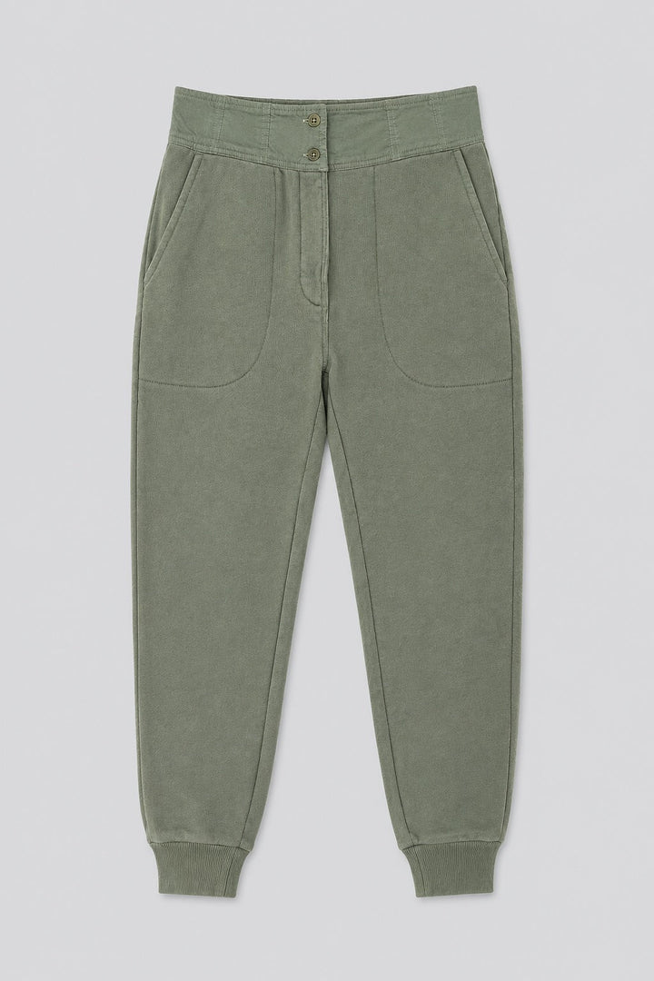 Bridget Button Waist Sweatpants - Olive