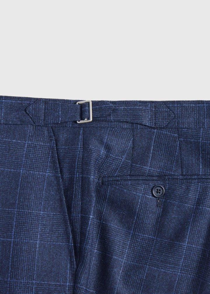 Navy Plaid Double Breasted Suit - Navy