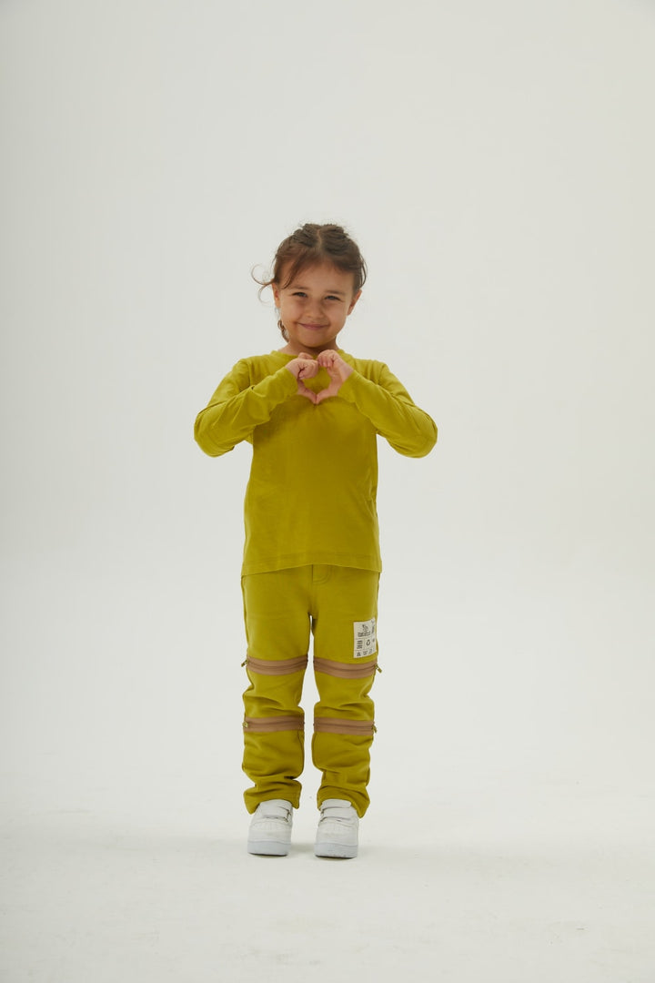 Relaxed Fit Long Sleeve with Elbow Pads - Lime