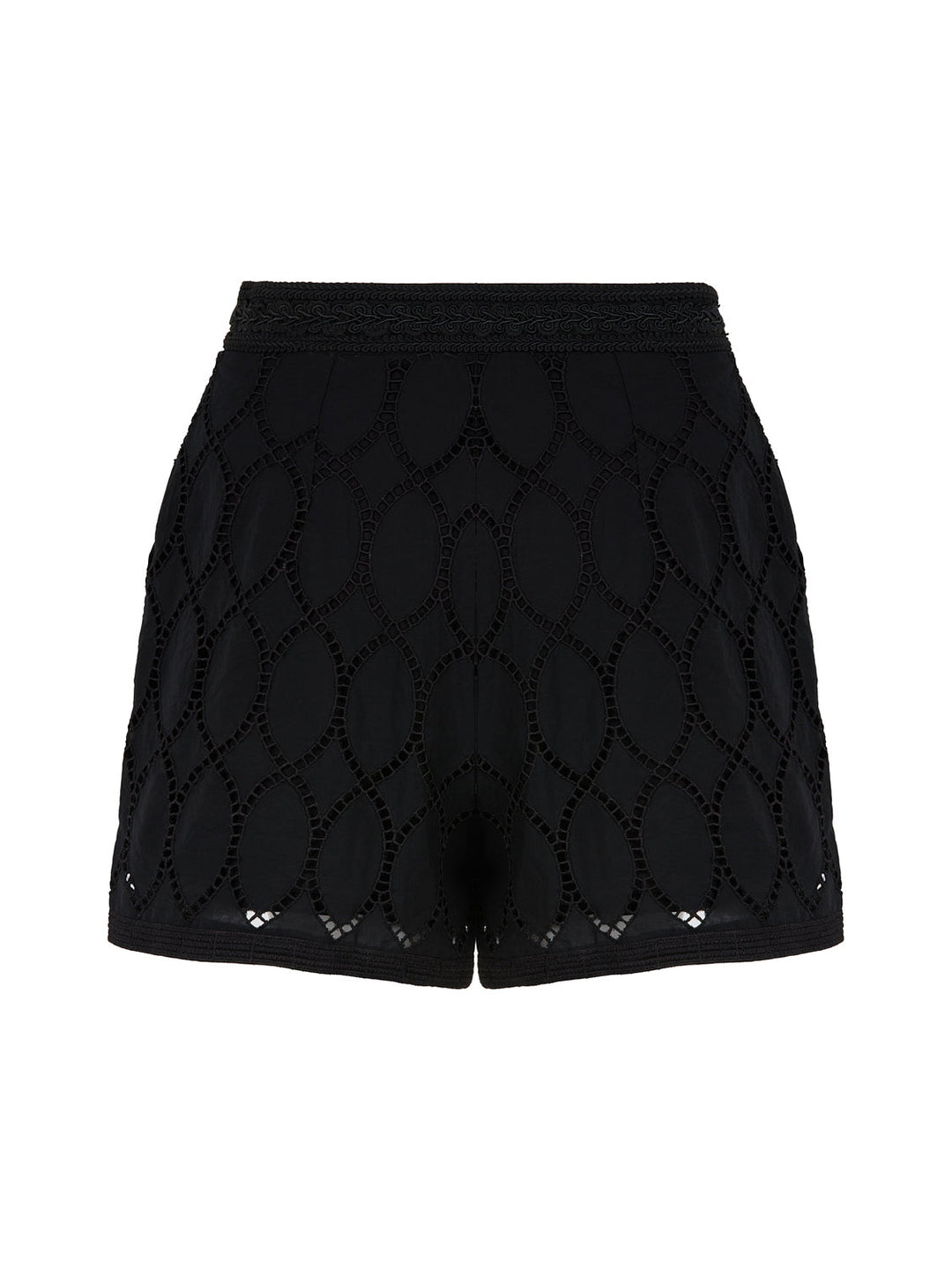 Embroidered Wide-Leg Shorts - Black